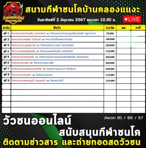 Read more about the article รายการวัวชน สนามกีฬาชนโคบ้านคลองแงะ 02  มิถุนายน 2567