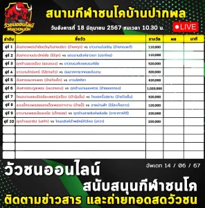 Read more about the article รายการวัวชน สนามกีฬาชนโคบ้านปากพล 18 มิถุนายน 2567