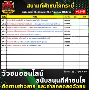 Read more about the article รายการวัวชน สนามกีฬาชนโคไร่ใหญ่ กระบี่ 25 มิถุนายน 2567