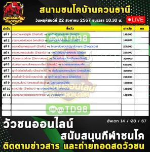 Read more about the article รายการวัวชน สนามกีฬาชนโคบ้านควนธานี 22 สิงหาคม 2567